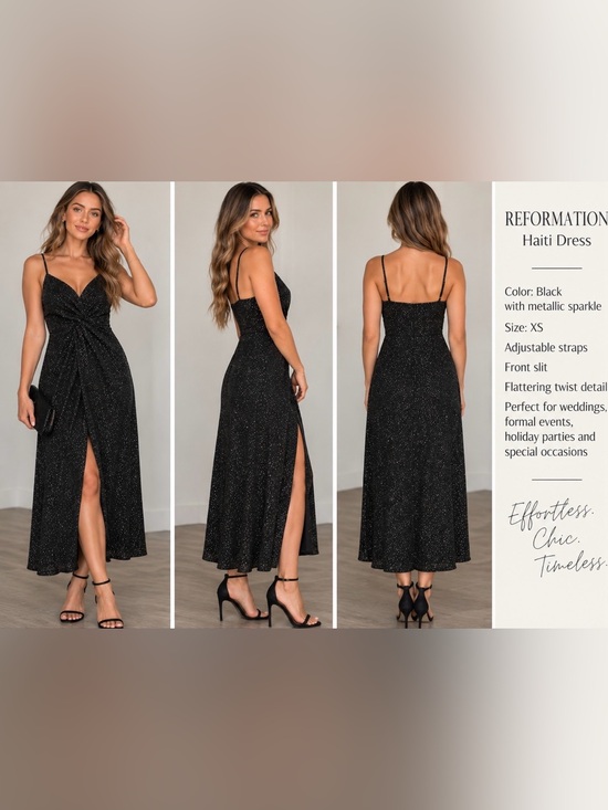 reformation black dress sale | Dresses | Reformation Sparkle Maxi Color:Dark Sage Black Flutter Sleeve Wrap-Style pretty dress This item contains at